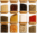 12 Pcs Square Glass Spice Jars with Natural Bamboo Lids - 5oz Airtight Herb Containers with 148 Waterproof Minimalist Spice Labels Preprinted - Empty Small Seasoning Jars for Kitchen Pantry