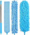 4PCS Microfiber Duster Kit, 3 in 1 Microfiber Dusters Retractable Gap Dust Cleaner and Chenille Duster with 83 inches Extra Long Extension Pole for Cleaning Ceiling Fan, High Ceiling