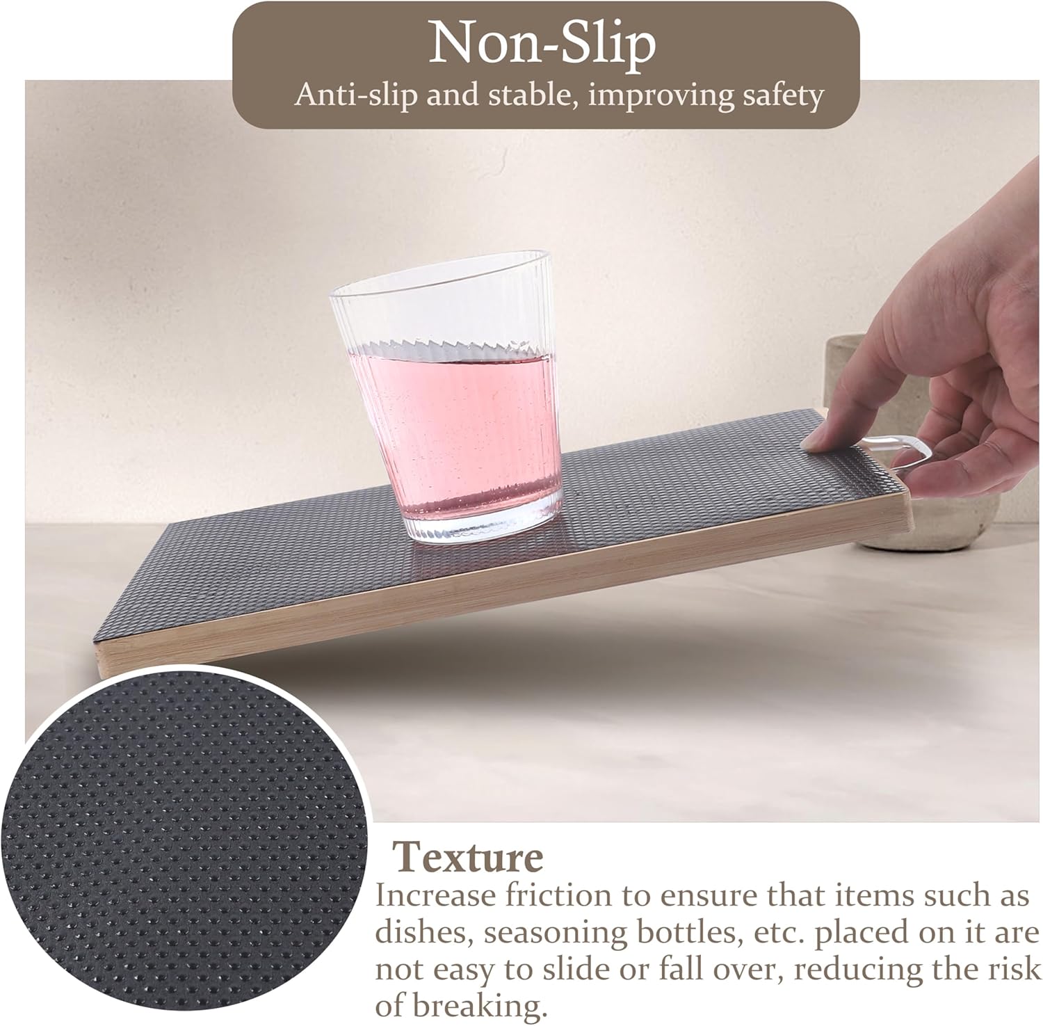Cabinet Shelf Liners 15 Inch Wide X 20 Ft Kitchen Drawer Liner Non-Adhesive Pantry Cupboard Liner Non-Slip Waterproof & Oil-Proof Refrigerator Shelf Liners Strong Grip Drawer Mat(Black)