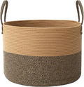 Woven Blanket Basket,65L Large Rope Storage Bin with Handles, Organizer for Blankets Toys Book and Clothes, Laundry Basket for Living Room Bedroom Nursery,Jute&Black