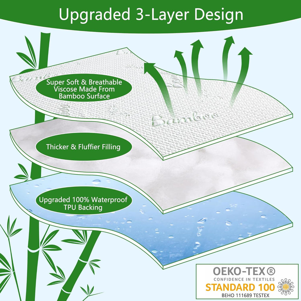 GOONIK Full Size Mattress Protector with 4 Straps, Waterproof Full Size Mattress Pad Cover with 6-16 inches Deep Pocket