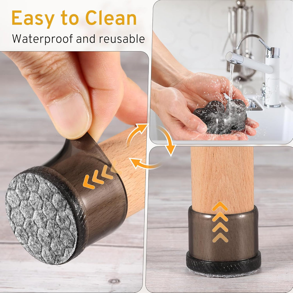 24PCS Round Chair Leg Floor Protectors, Furniture Sliders, Chair Leg Protectors for Hardwood Floors, Non-Slip Felt Furniture Pads, Silicone Cap Covers to Protect Floors, (Fit 1.1" - 1.5")