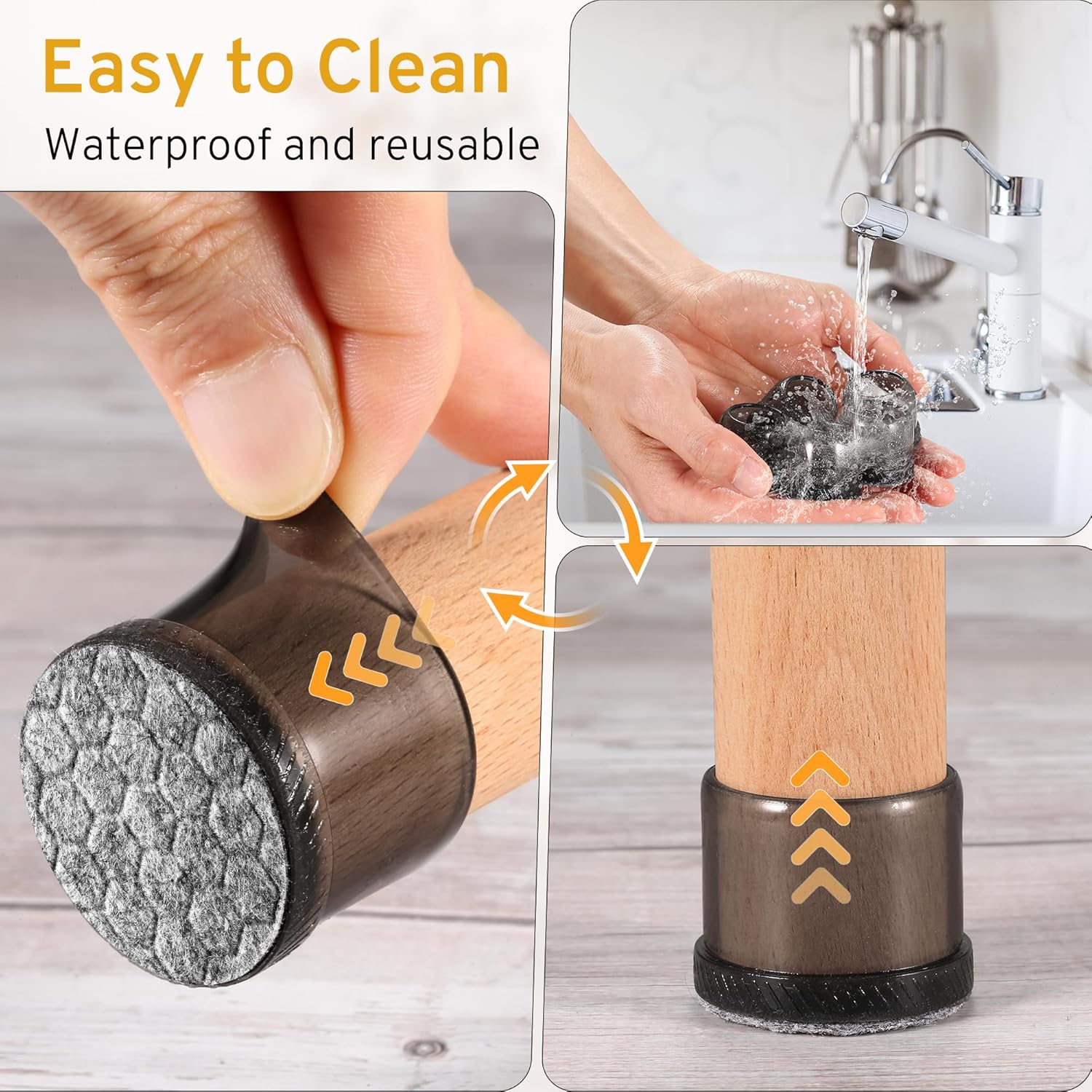 24PCS Round Chair Leg Floor Protectors, Furniture Sliders, Chair Leg Protectors for Hardwood Floors, Non-Slip Felt Furniture Pads, Silicone Cap Covers to Protect Floors, (Fit 0.75" - 1.1")
