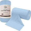 H4N Microfiber Cleaning Cloth Roll, 85 Pack Micro Fiber Wash Cloths for Car, Tear Away Towels, Ultra Absorbent Dish Rags, Non-Abrasive, Reusable and Washable Household Supplies, 11.81" x 11.81", Blue