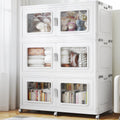 BROVIEW 900 Qt Stackable Storage Bin with Lid, 225Gal Extra Large Collapsible Storage Boxes, Folding Plastic Drawer, Heavy-Duty Store Cabinet, Closet Organizer for Home Kitchen, 3 Pack White