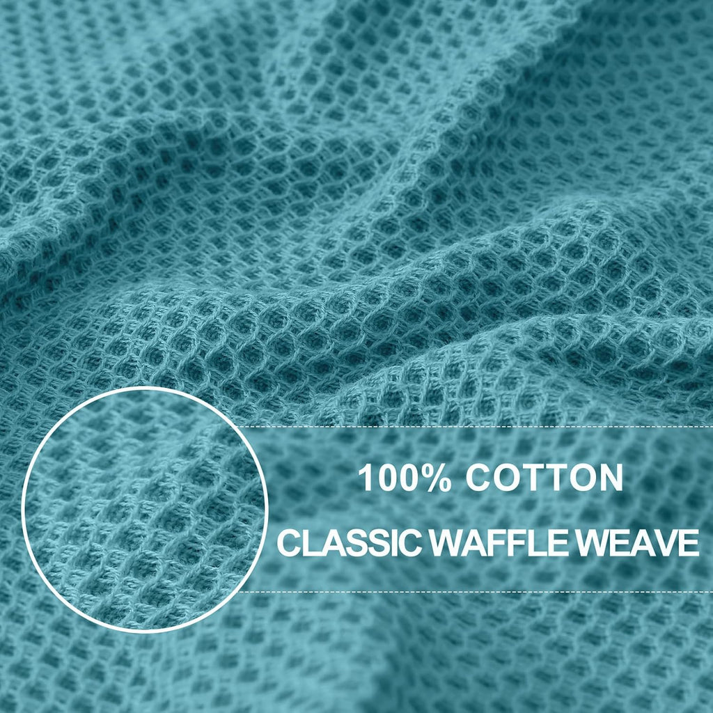 Homaxy 100% Cotton Waffle Weave Kitchen Dish Towels, Ultra Soft Absorbent Quick Drying Cleaning Towel, 13 x 28 Inches, 6-Pack, Lake Blue