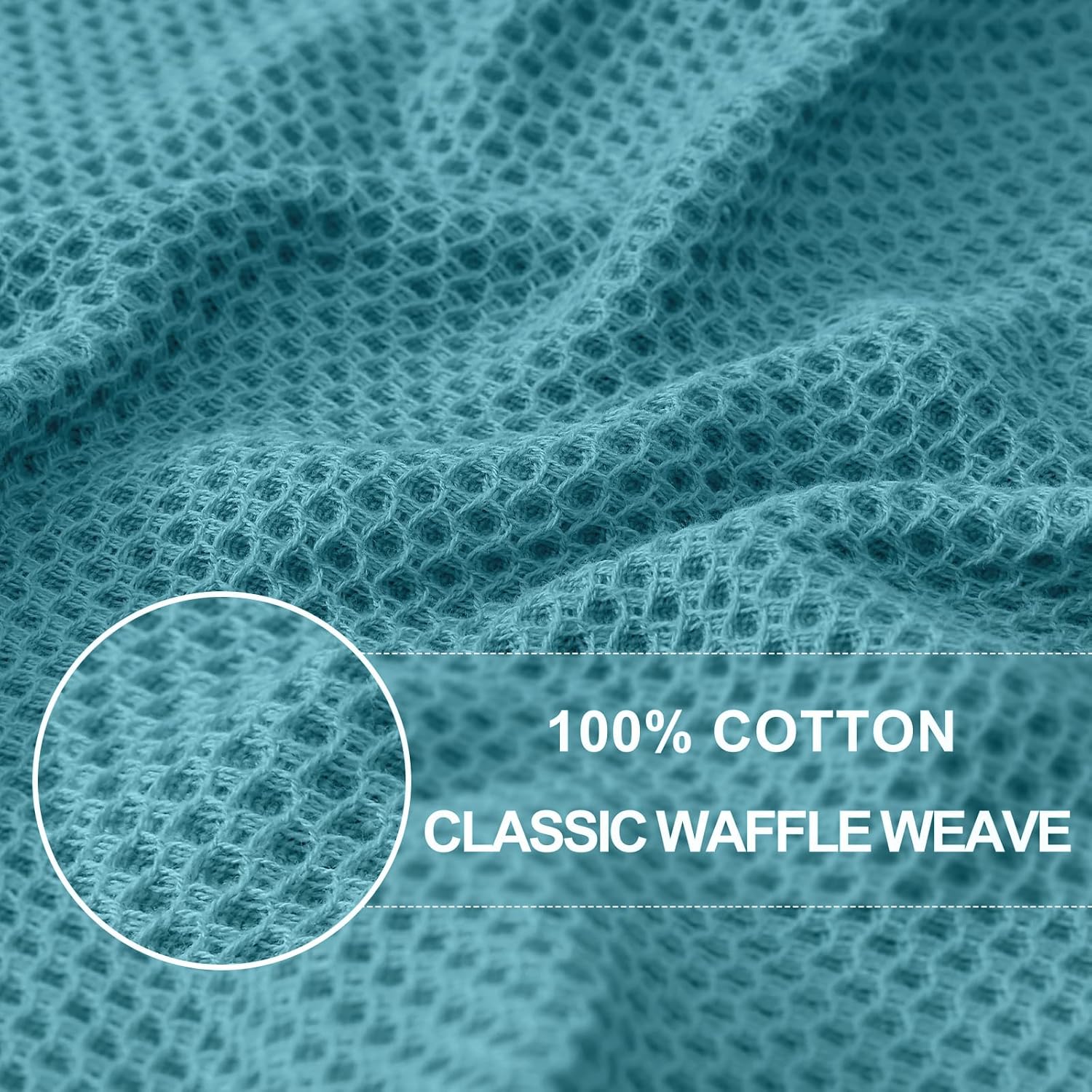 Homaxy 100% Cotton Waffle Weave Kitchen Dish Towels, Ultra Soft Absorbent Quick Drying Cleaning Towel, 13 x 28 Inches, 6-Pack, Lake Blue