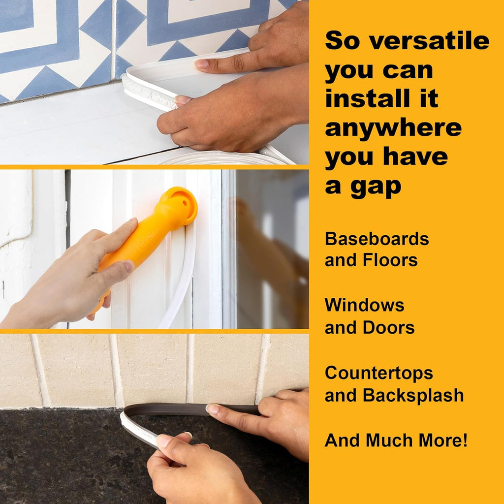 InstaTrim Bronze New & Improved Caulk Trim, 3/4" by 10 ft, Flexible, Water-Resistant for Bathroom, Floors, and Walls | Easy Installation | No Mess, Stain Resistant, Made in The USA