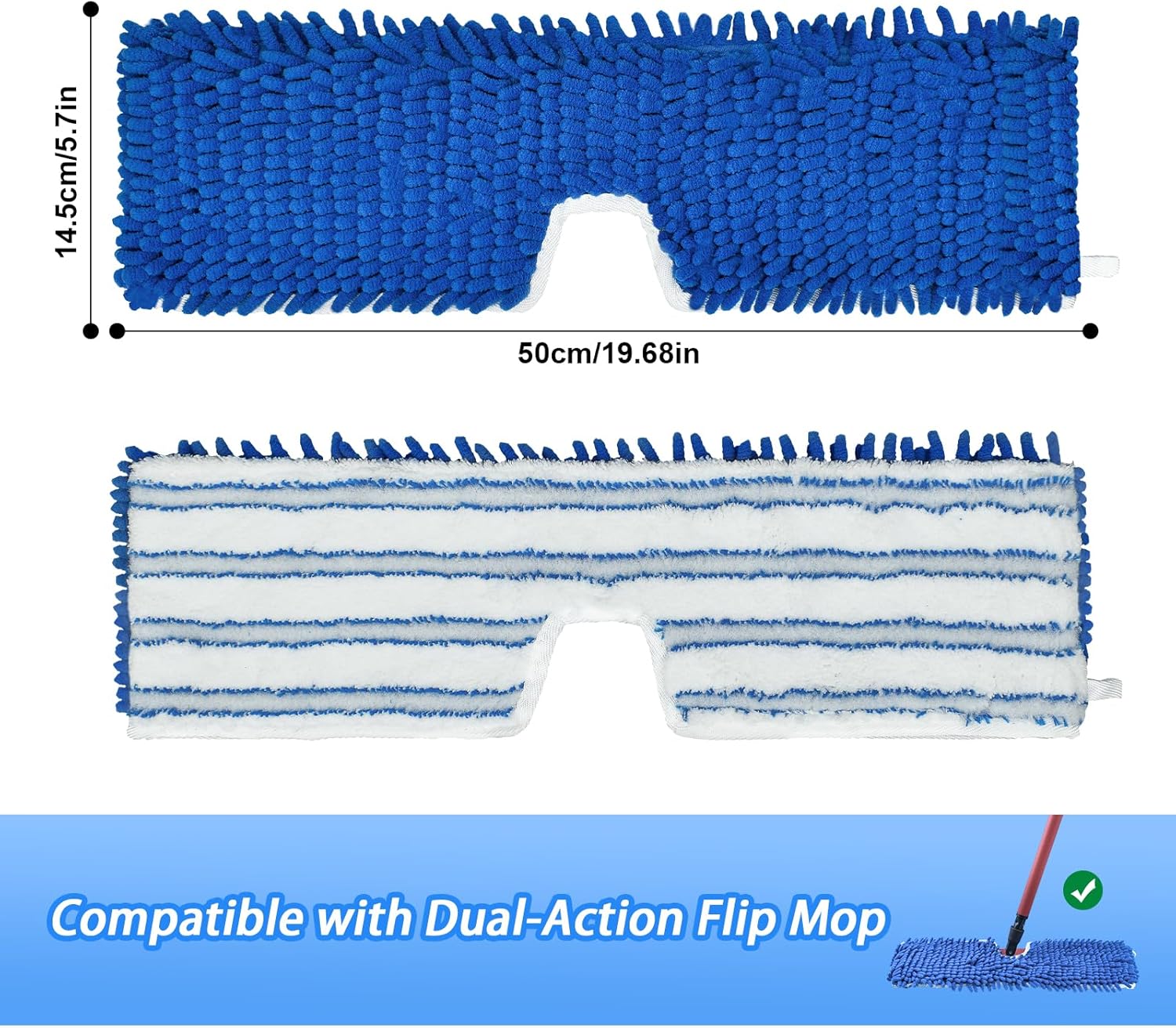 4 Pack Mop Heads Replacements Compatible with O-cedar Dual-Action Flip Mop,Microfiber&Chenille Mop Replace Head for Dry/Wet Use,Double-sided,Reusable and Washable Dust Mop Refills for Floor Cleaning