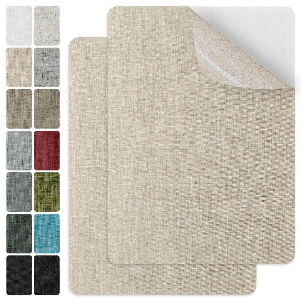 J.CARP 2Pcs Linen Repair Patches, Large Self-Adhesive Fabric Patch for Sofas, Couch, Furniture, Car Seats (8 * 11 inches-2PCS Beige)
