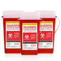 Sharps Container Large - Sharps Containers for Home Use and Labs - Portable Needle Disposal and Travel Size Biohazard Bin - 2 Quart (Pack of 3)