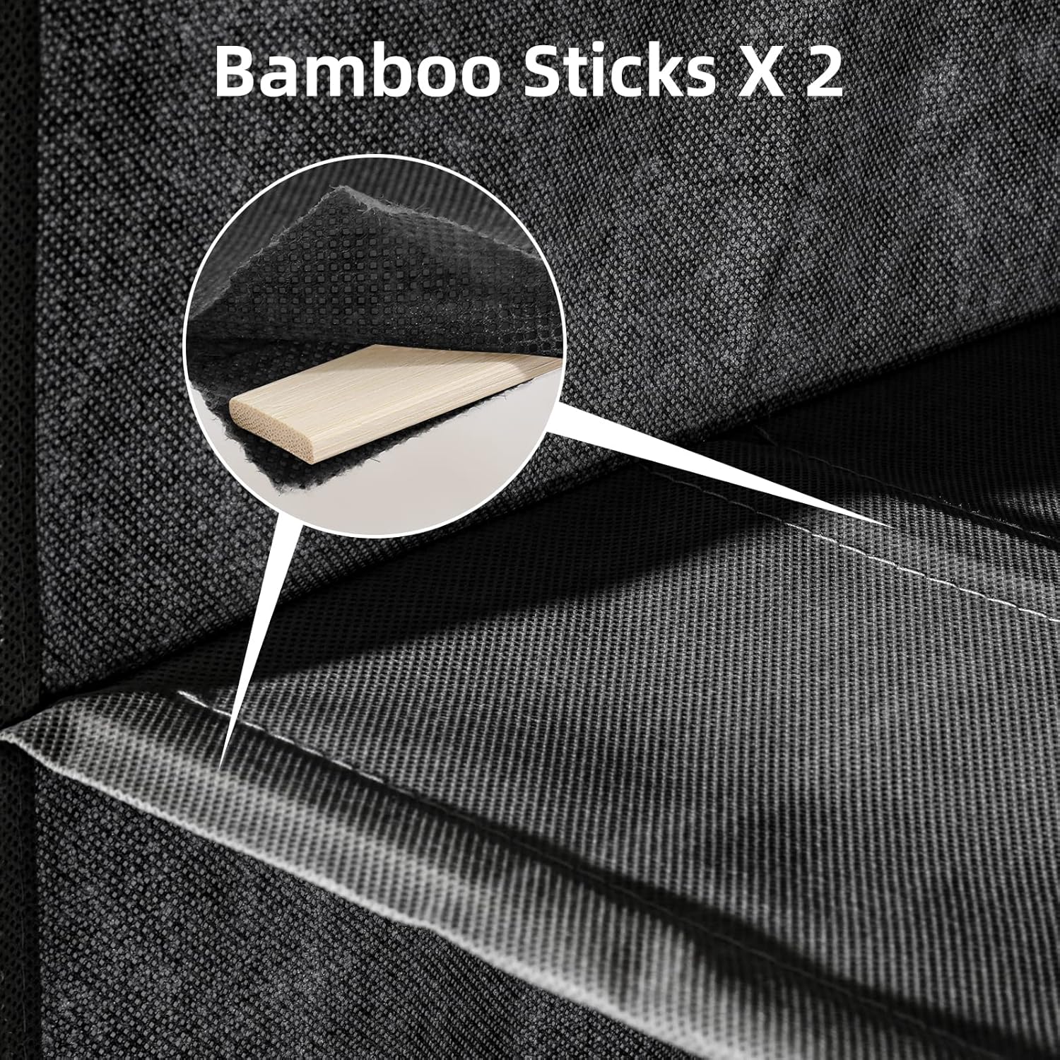 2 Packs Hanging Closet Organizer Stroage, 3-Shelf Hanging Shelves with Bamboo Inserts & Side Pocket, Black