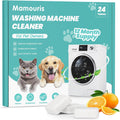 Washing Machine Cleaner Tablets: 24 Pack Deep Cleaning For HE, Front Loader & Top Load Washer, Removes Pet Hair, Odors, Designed for Pet Owners, Septic Safe, 12 Month Supply, Orange 11G