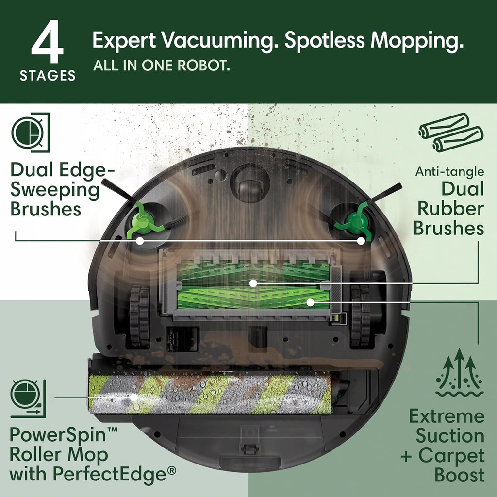 iRobot Roomba Max 705 Combo Robot Vacuum & Mop + AutoWash Dock – Extending Self-Cleaning Roller Mop, Retractable Mop Cover, Dual Brushes, Self-Empties, Heat-Washes & Dries, Avoids Obstacles, LiDAR