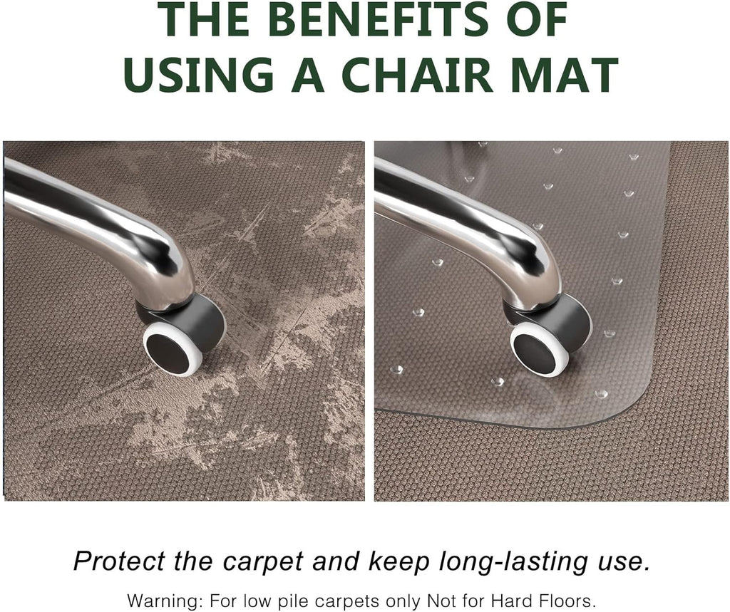 FuturHydro Office Chair Mat for Carpet - 30" x 48" Computer Desk Chair Mats for Carpeted Floors, Easy Glide Rolling Plastic Floor Mat, ChairMats (with Lip)