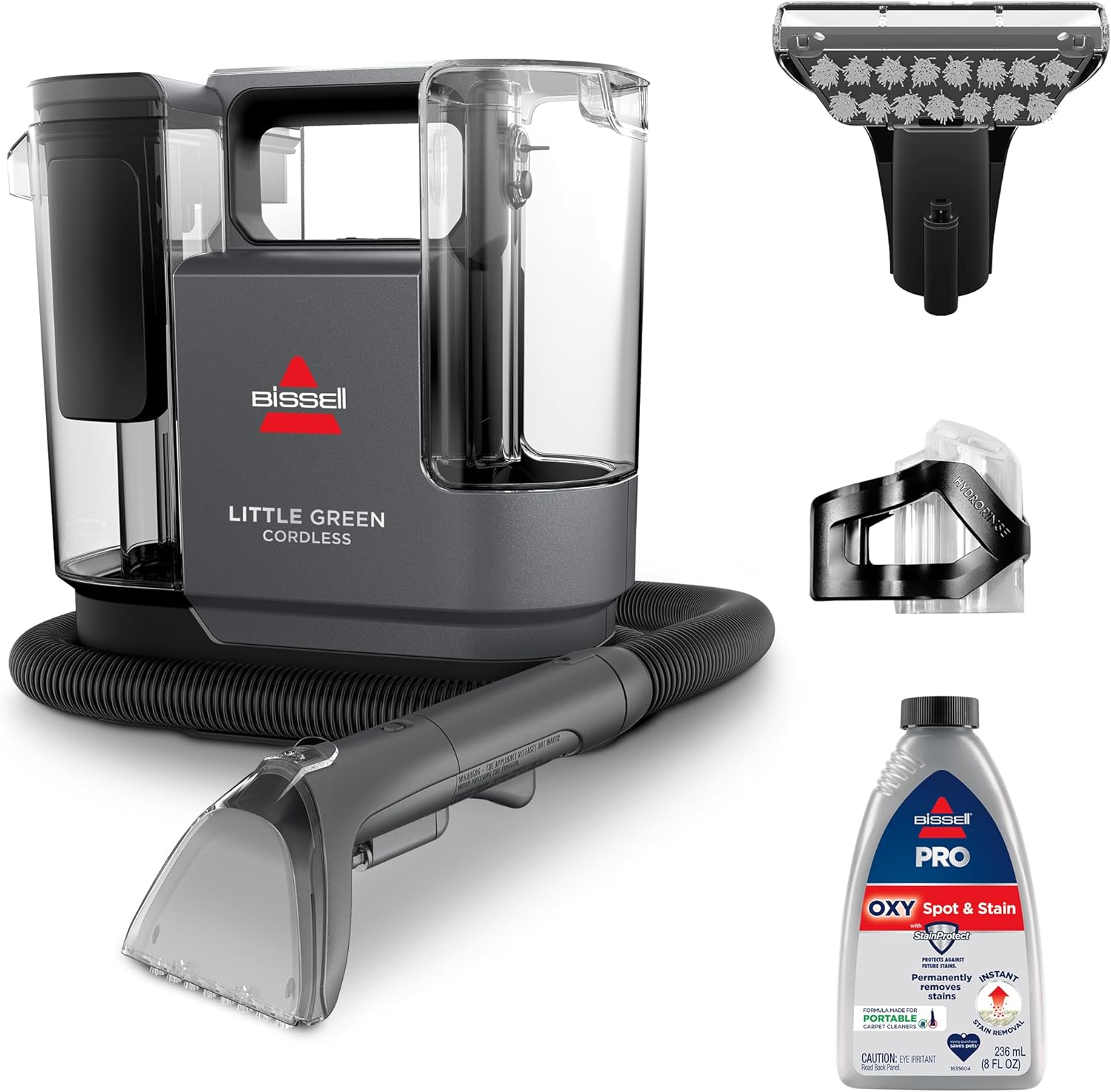BISSELL Little Green Cordless Portable Deep Cleaner with 25V Lithium-Ion Battery & Battery-Boost Technology, 3682