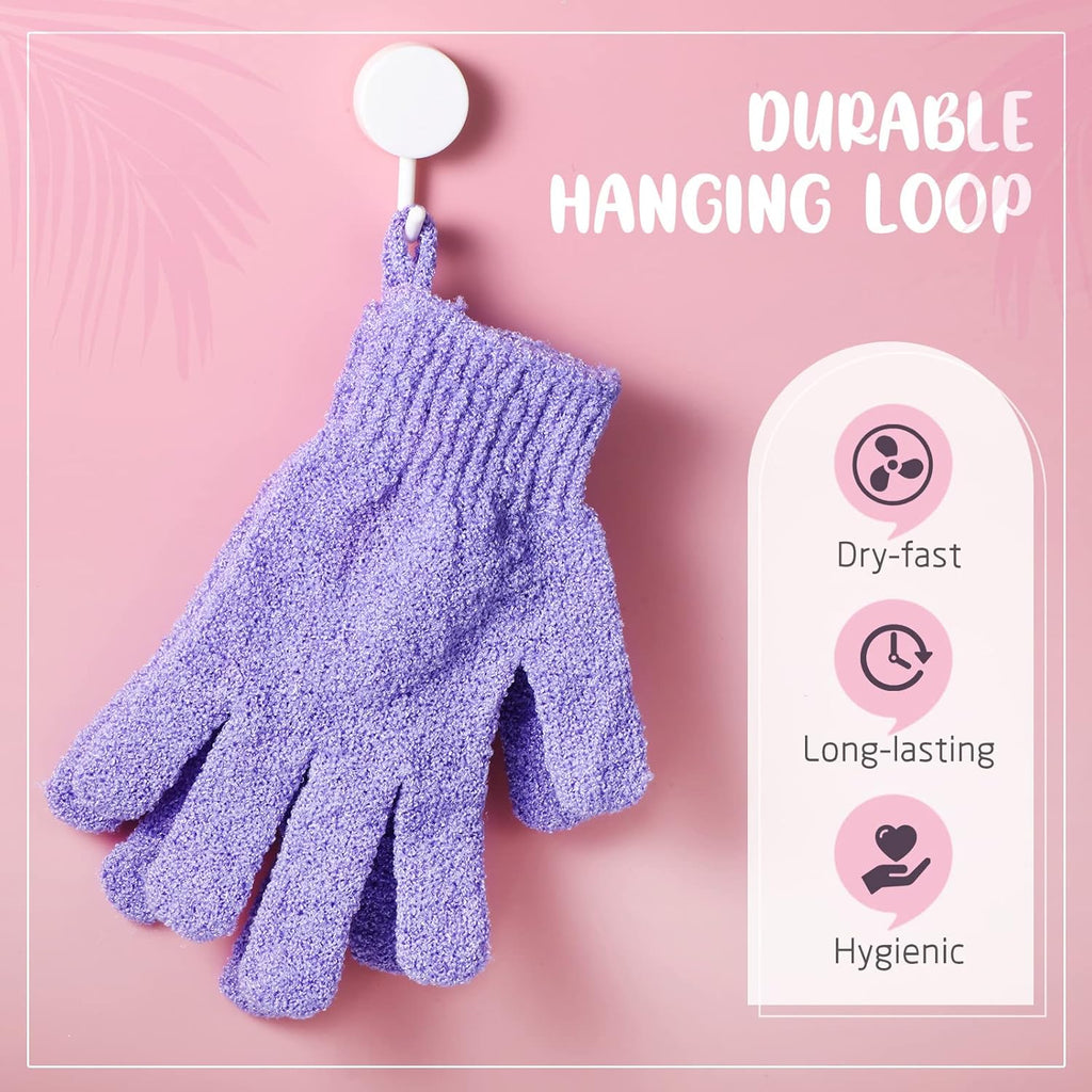 104 Pcs Exfoliating Glove Bulk Shower Gloves with Hanging Loop Exfoliating Body Scrubber Dead Skin Remover for Body Bath Beauty Spa Massage Scrubs Men Women Bathing(Multicolor)