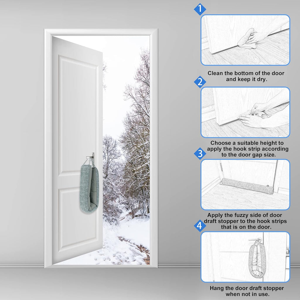NABOWAN 38" Weighted Under Door Draft Stopper -Triangular Door Draft Blocker with Hook Loops for Easy Install, Save Energy, Home Room Essentials
