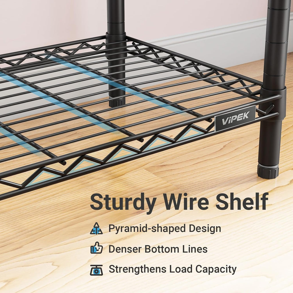 VIPEK Classic V6 Medium Wire Garment Rack Heavy Duty Clothes Rack for Hanging Clothes, Metal Freestanding Closet Wardrobe Racks 59.8" L x 14.6" W x 76.4" H, Max Load 750lbs, Black
