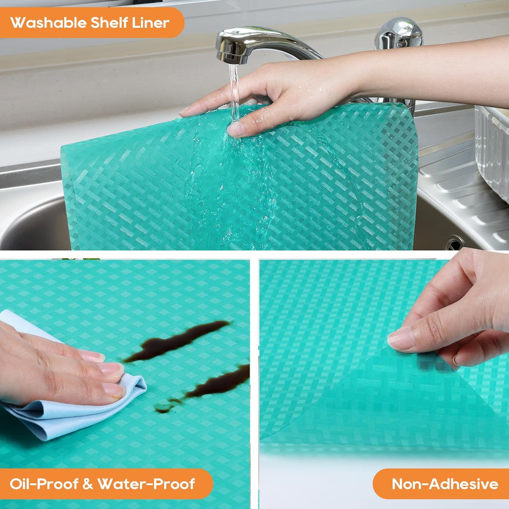 Blue Fridge Liner Shelf Liners for Kitchen Cabinet Refrigerator Liners Waterproof & Oil-Proof Kitchen Cupboard Liner Non Adhesive Drawer Mats EVA Material for Shelves 11.8 x 236.2 Inches