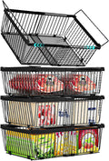 Large Freezer Organizer Bins，Upgraded Bottom Leak-Proof net，Fit 10 to 20 Cu Ft Chest Freezer，4Pack， Expandable Stackable Chest Freezer Containers with Handle(Black-4Pack)