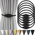 6 Pack Magnetic Curtain Tiebacks Rope Modern Handmade Curtain Tie Backs Decorative Drapes Weave Holdbacks for Window Décor, Black