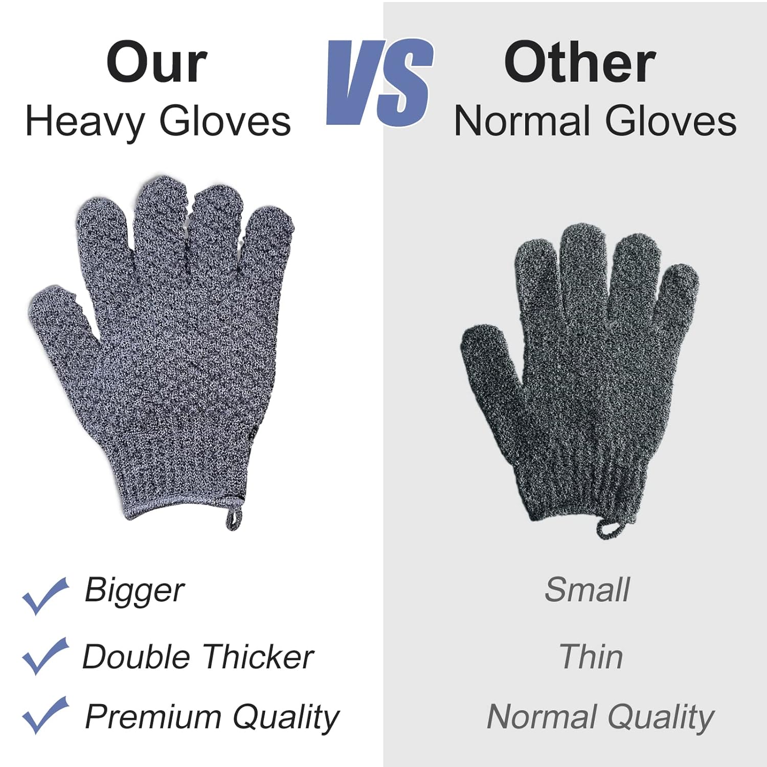 Yiclick Heavy Exfoliating Gloves, Exfoliating Body Scrubber for Bath Shower Exfoliation, Body Scrub Exfoliator for Dead Skin Remover, Exfoliate Sponge Loofah Washcloth Mitt Men Women