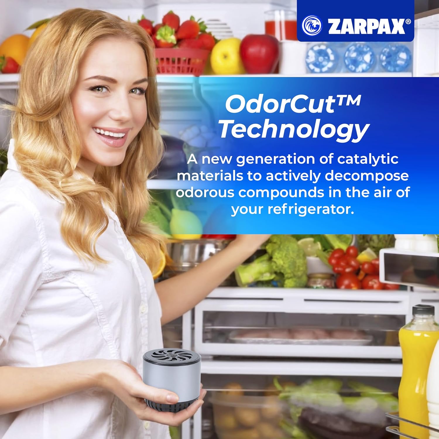 Refrigerator Deodorizer - Single Pack - Fridge Smell Eliminator Lasts for 10 Years -18ft3 Capacity Strong Fridge Odor Absorber, Eliminator & Air Purifier - More Effective Than Baking Soda
