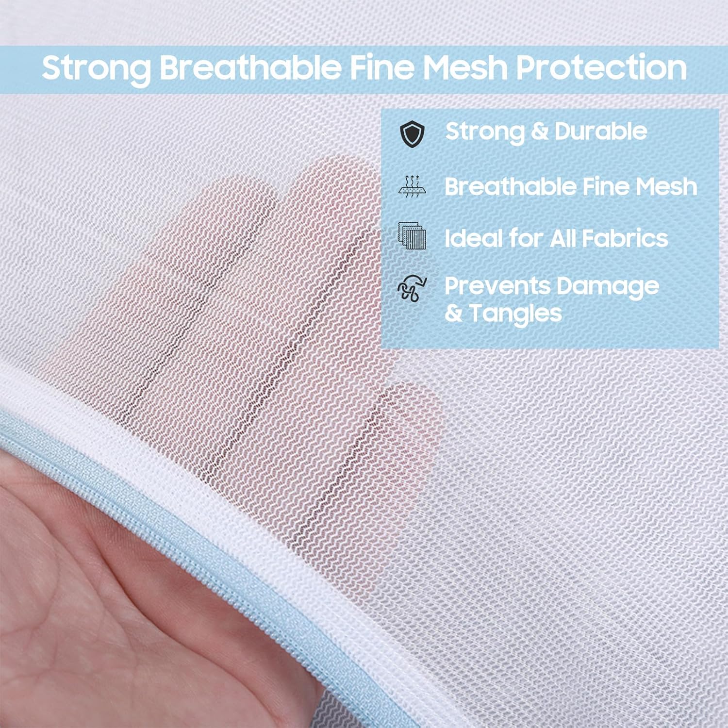4 Pcs Large Mesh Laundry Bags for Delicates Intimates Lingerie with Zipper 2 Pcs 20” x 24”, 2 Pcs 24” x 24”