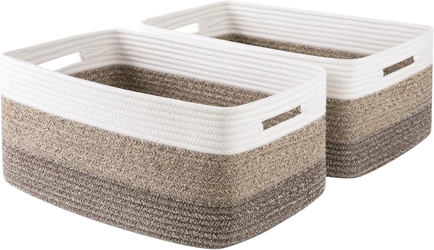 Large Storage Basket for Organizing, Woven Rope Basket for Shelves, Closet Organizer Bins for Clothes, Blanket, Toys, Baby Nursery Storage, 17.7" x 13" x 7.87", 2 Packs Yellow