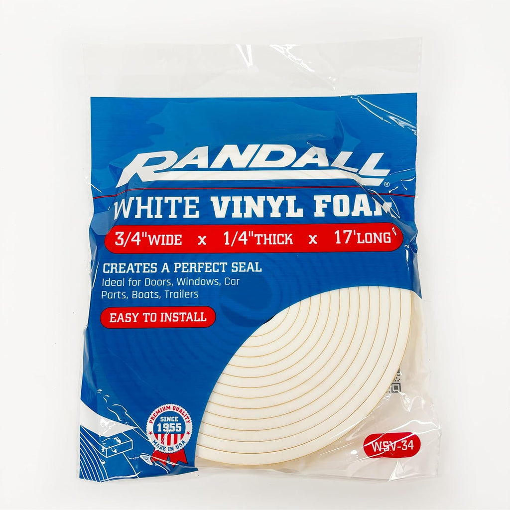 Weather Stripping Foam Tape, 17 Ft Door Seal Strip, EVA Material, High Density 1/4" Thick, No Residue Adhesive, Weatherproof Door Seal Strip for Sliding Door, Windows, White (3/4" Wide)
