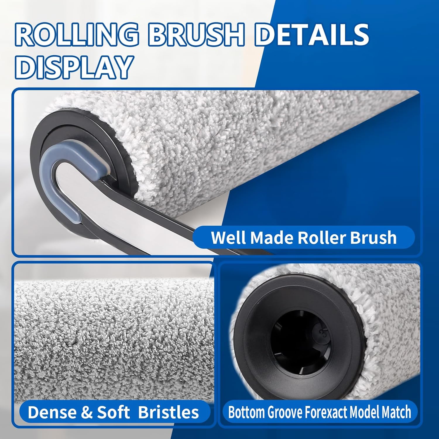Roller Brush and Filters Replacement Compatible with Tineco iFLOOR 5 Breeze Cordless Vacuum Cleaner,Replacement Parts Include 2 Brush Rollers, 4 Vac Filters