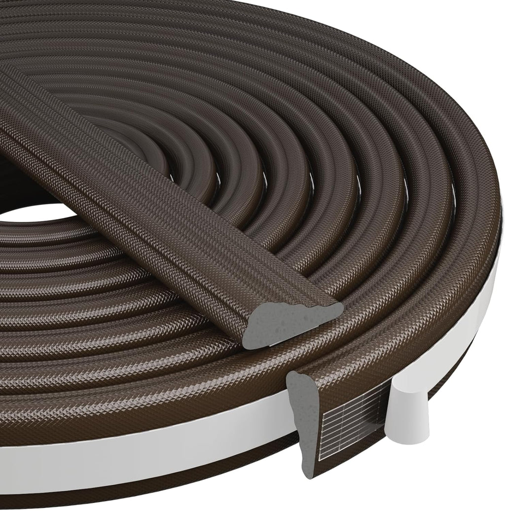 Wedge-Shape Window Weather Stripping Door Frame Seal Strip 2Pcs×196" Brown,Upgrade Black Foam,Soundproofing,Draft Stopper,Winter Insulation,Noise Blocker, Gap Filler for Exterior Front Door Side