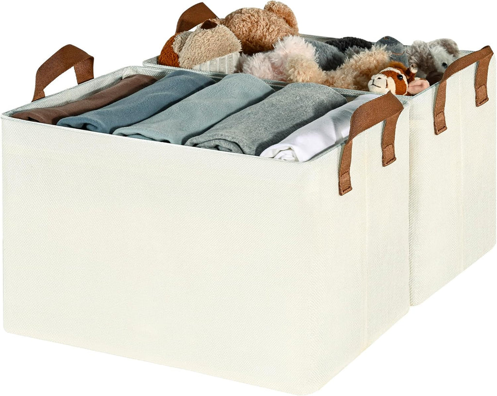 GRANNY SAYS Storage Baskets for Shelves, Closet Organizer Bins, Clothes Storage Bins with Metal Frame, Extra Large Baskets for Organizing and Storage, Collapsible, Ivory, 2-Pack