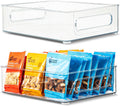 Plastic Food Storage 2 pack Clear Container Bin with Handles for Organizing Kitchen, Pantry, Refrigerator, Freezer, Pantry, Cabinet, Closet, Bathroom. Stackable 10”x8”x3”