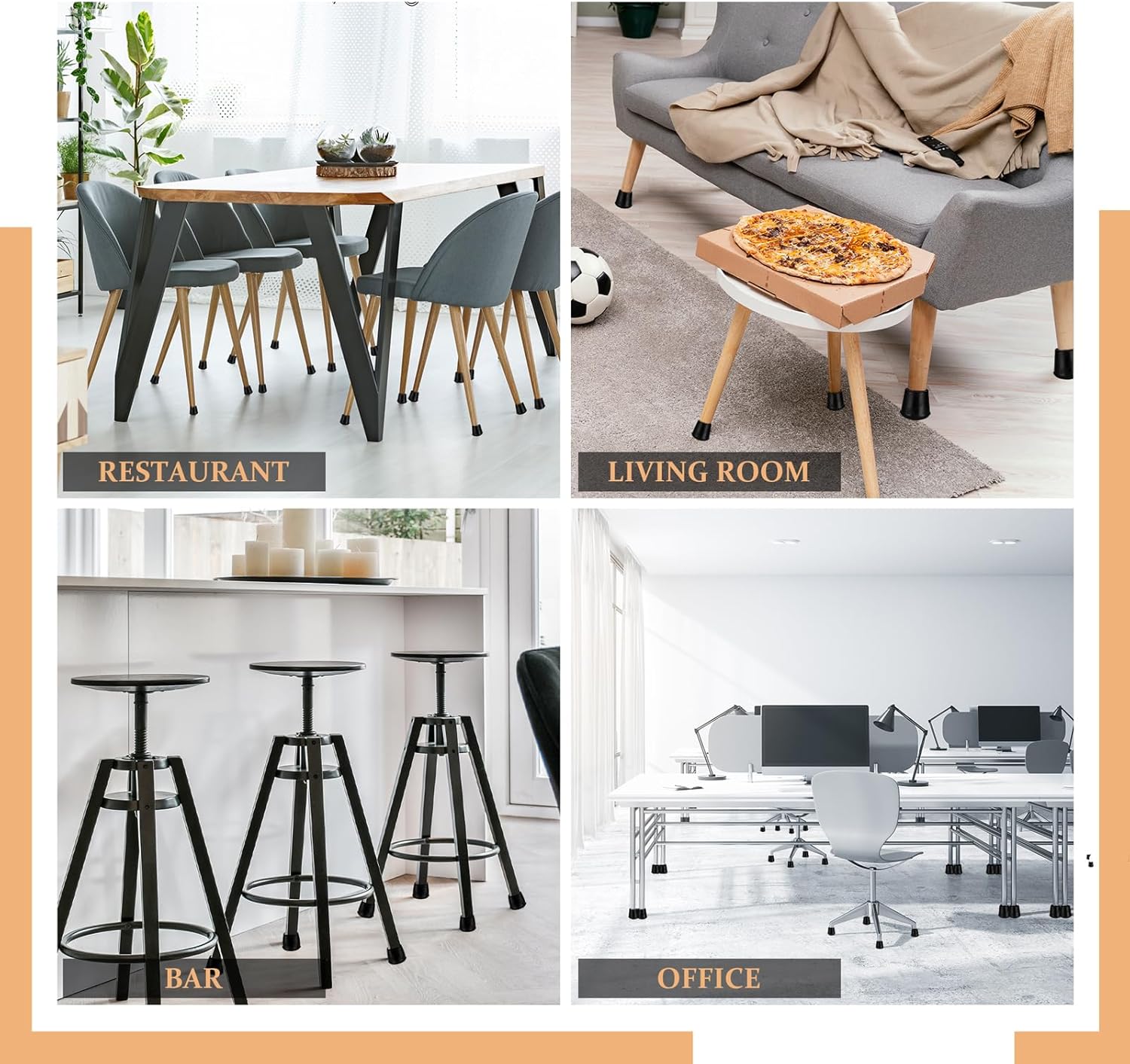 7/8" Round Rubber Chair Leg Tips Caps, Chair Leg Floor Protectors Furniture Legs Caps Non Slip Reduce Noise for Hardwood Floors (Black, 12 Pack)