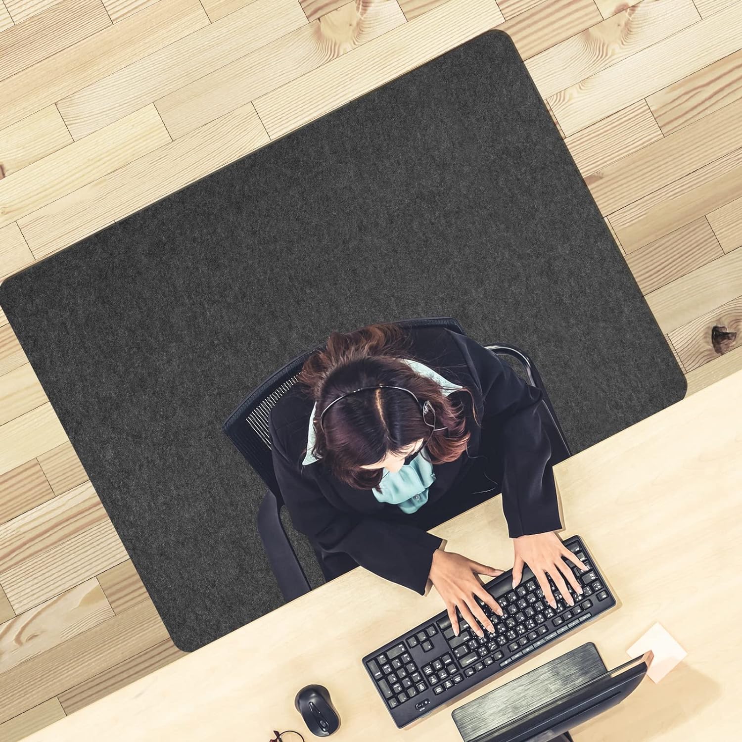 Placoot Office Chair Mat for Hardwood Floor & Tile Floor 55"x35" Desk Chair Mat for Rolling Chairs Electrostatic Adsorption Large Anti-Slip-Recyclable Material Floor Mat for Office/Home with Lip