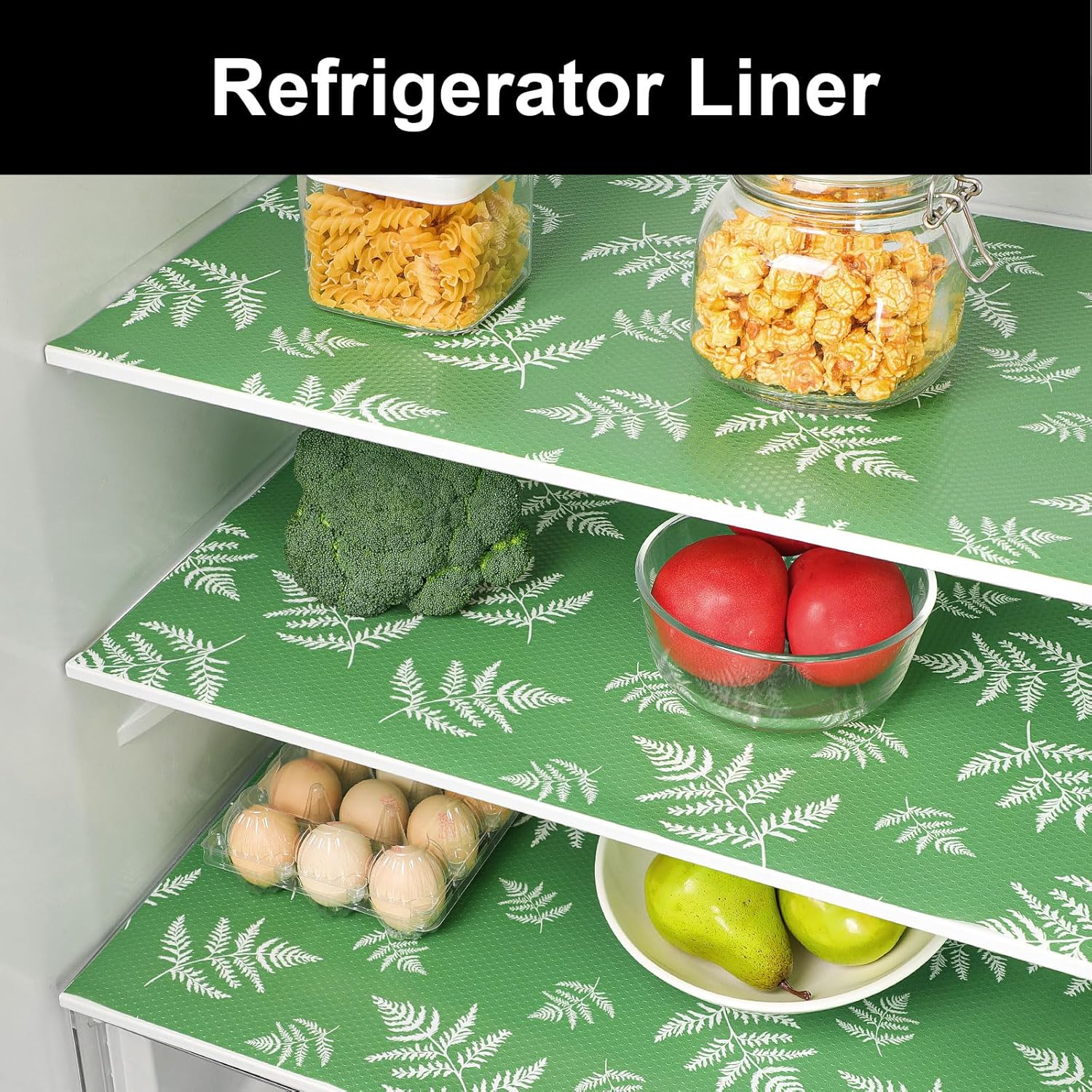 Cooyes Shelf Liners for Kitchen Cabinets Refrigerator Liners Waterproof & Oil-Proof Kitchen Cupboard Liner Drawer Mats EVA Material Non Adhesive Fridge Liner for Shelves
