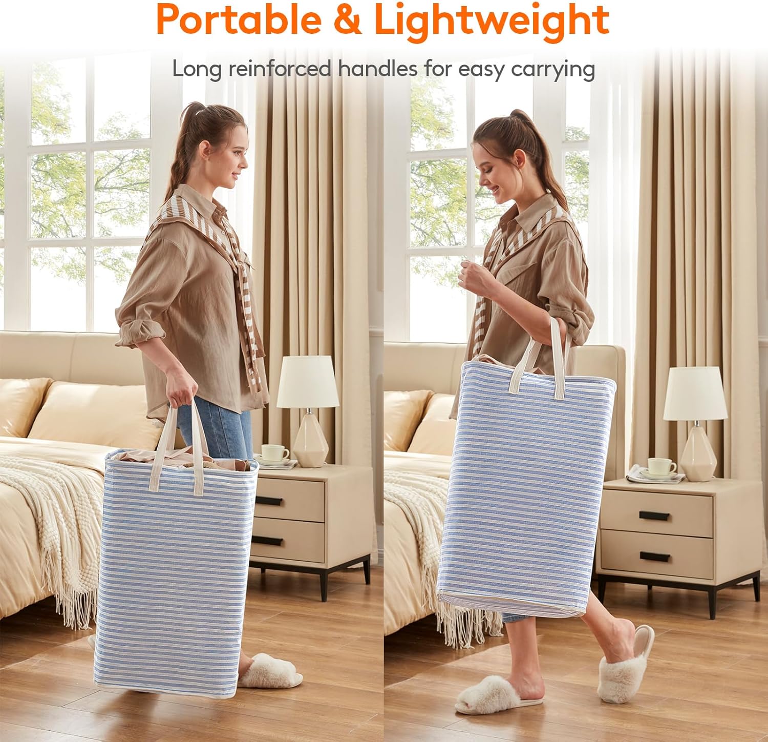 Lifewit 2 Pack Laundry Hamper Large Collapsible Laundry Baskets, Freestanding Waterproof Clothes Hamper with Easy Carry Handles in Laundry Room Bedroom Bathroom College Dorm for Adults, Blue, 2 x 80L