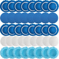 40 Piece Car Polisher Pad Set, Mix Pack of 24 Microfiber, 8 Non Woven, 8 Woolen Bonnets, 8-9 Inch, Dark Blue, Light Blue, White, Suitable for Metals, Woods, Other Hard Surfaces
