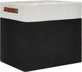 DULLEMELO Large Fabric Basket for Organizing, 17"x12"x15" Storage Basket With Leather Handles, Collapsible Storage Bin for Clothes, Toys, Books, Office, Bedroom, Closet, Nursery&Laundry (White&Black)