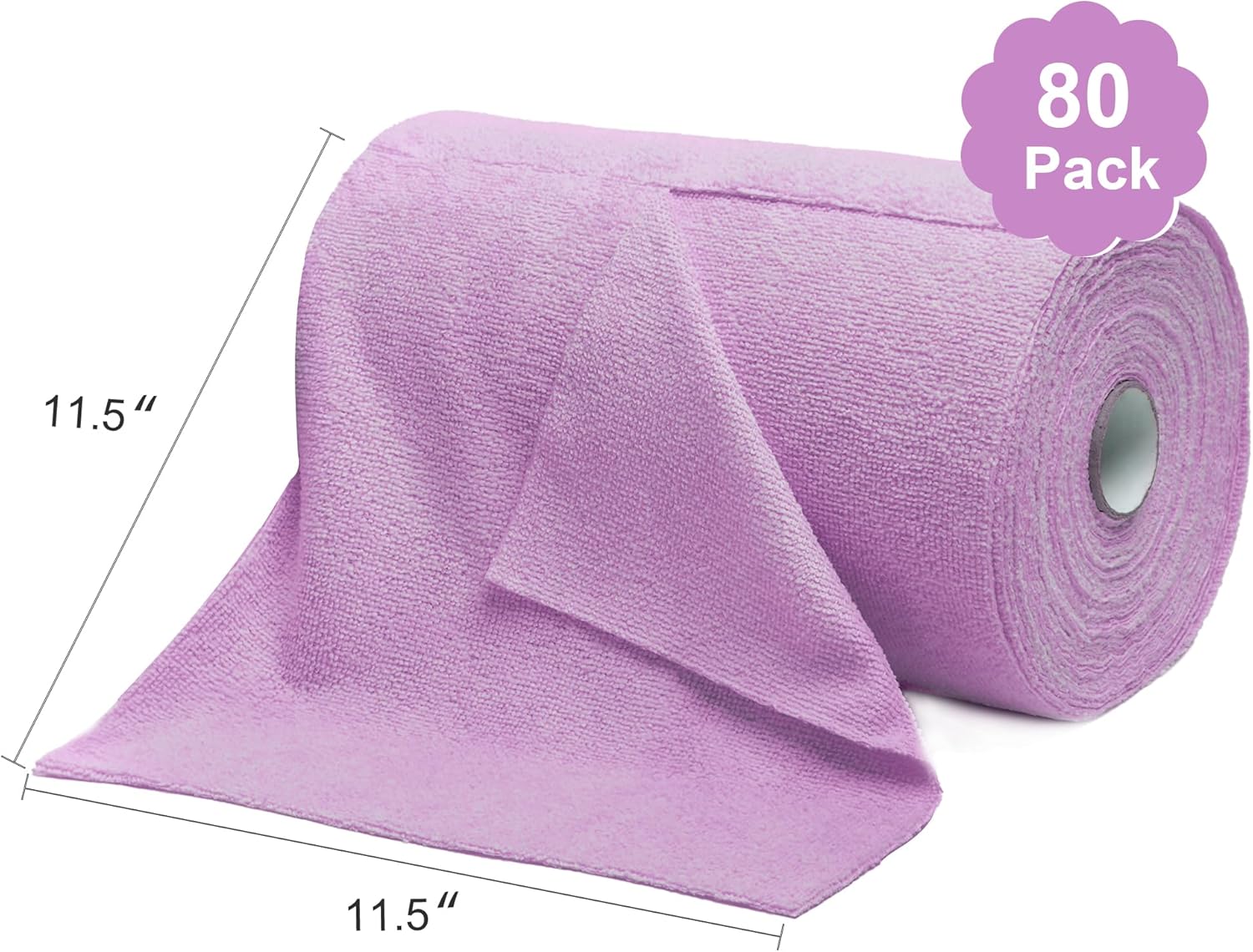 LIVOS Microfiber Cleaning Cloth Roll - 80 Pack, Reusable Paper Towels Purple Tear Away Towels, Microfiber Towels for Cars, Super Absorbent Lint Free Cleaning Rags for House,Kitchen,Window-11.5"x11.5"