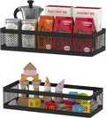 PUSDON Hanging Storage Baskets Organizer Wall Mount, Metal Wire Storage Bin Rack for Kitchen Bathroom Shower Spice Shelf Home Decor Essentials Black-2 Packs (Netting)