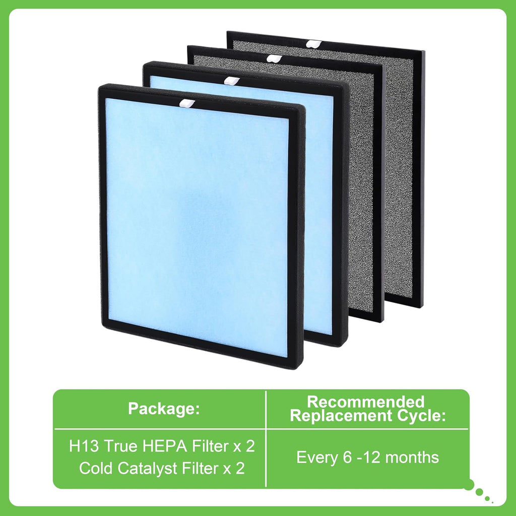 HSP001 True HEPA Filter Replacement, Compatible with Hathaspace HSP001 Air Purifier, 4 in 1 H13 True HEPA and Activated Carbon Pre-Filter, 2 Pack