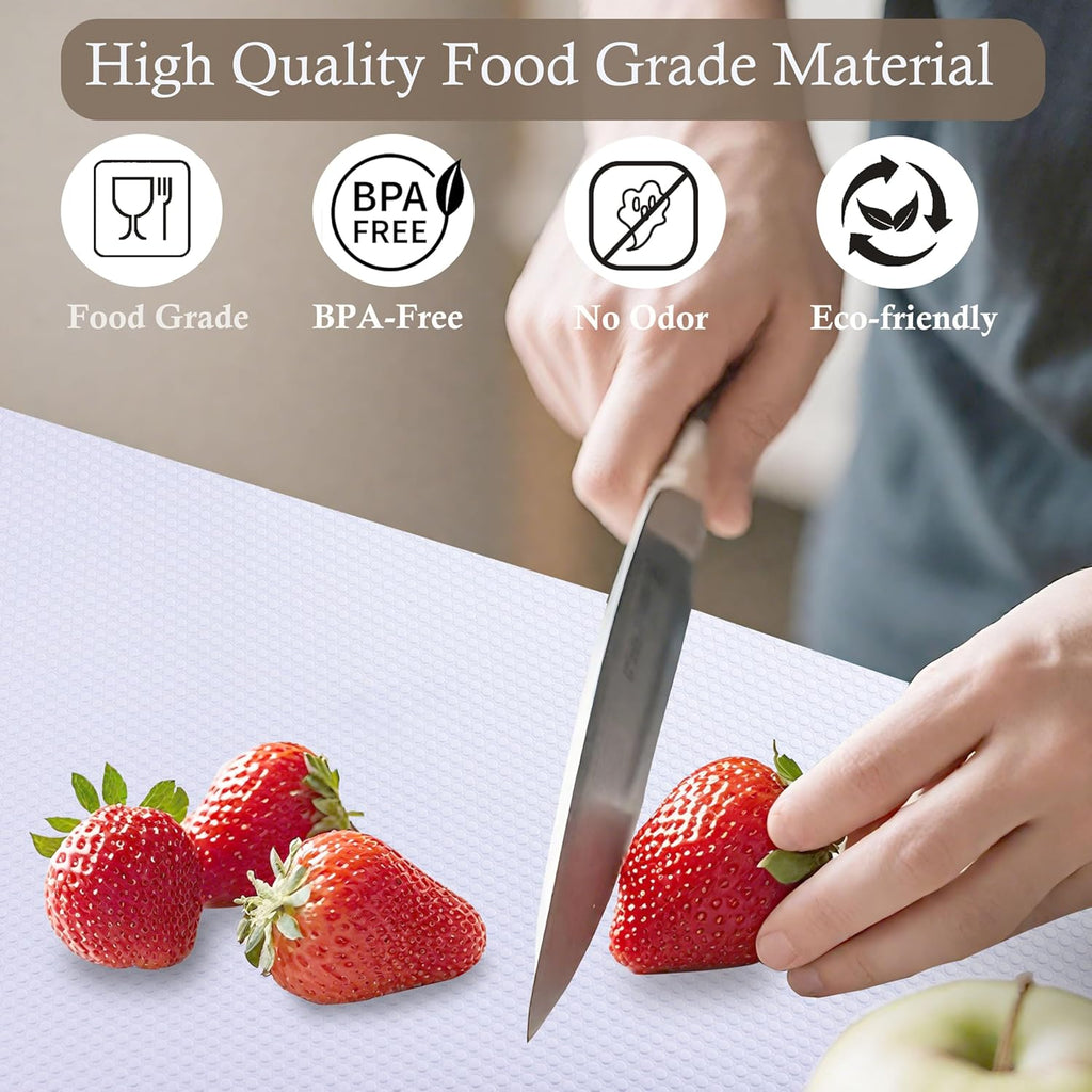 Cabinet Shelf Liners 14 Inch Wide X 20 Ft Kitchen Drawer Liner Non-Adhesive Pantry Cupboard Liner Non-Slip Waterproof & Oil-Proof Refrigerator Shelf Liners Strong Grip Drawer Mat (White)