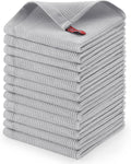 Homaxy 100% Cotton Waffle Weave Dish Cloths - 12 Pack Soft and Absorbent Dish Towels - 12 x 12 Inches Quick Dry Dish Rags - Light Grey