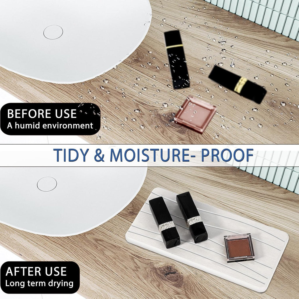 2PCS Water Absorbing Stone Tray, Fast Drying Stone Sink Tray, Water Absorbent Diatomite Trays, Stones Soap Trays, Diatomite Coasters for Kitchen Sink Bathroom Counter, Hand Soap Dish & Holders