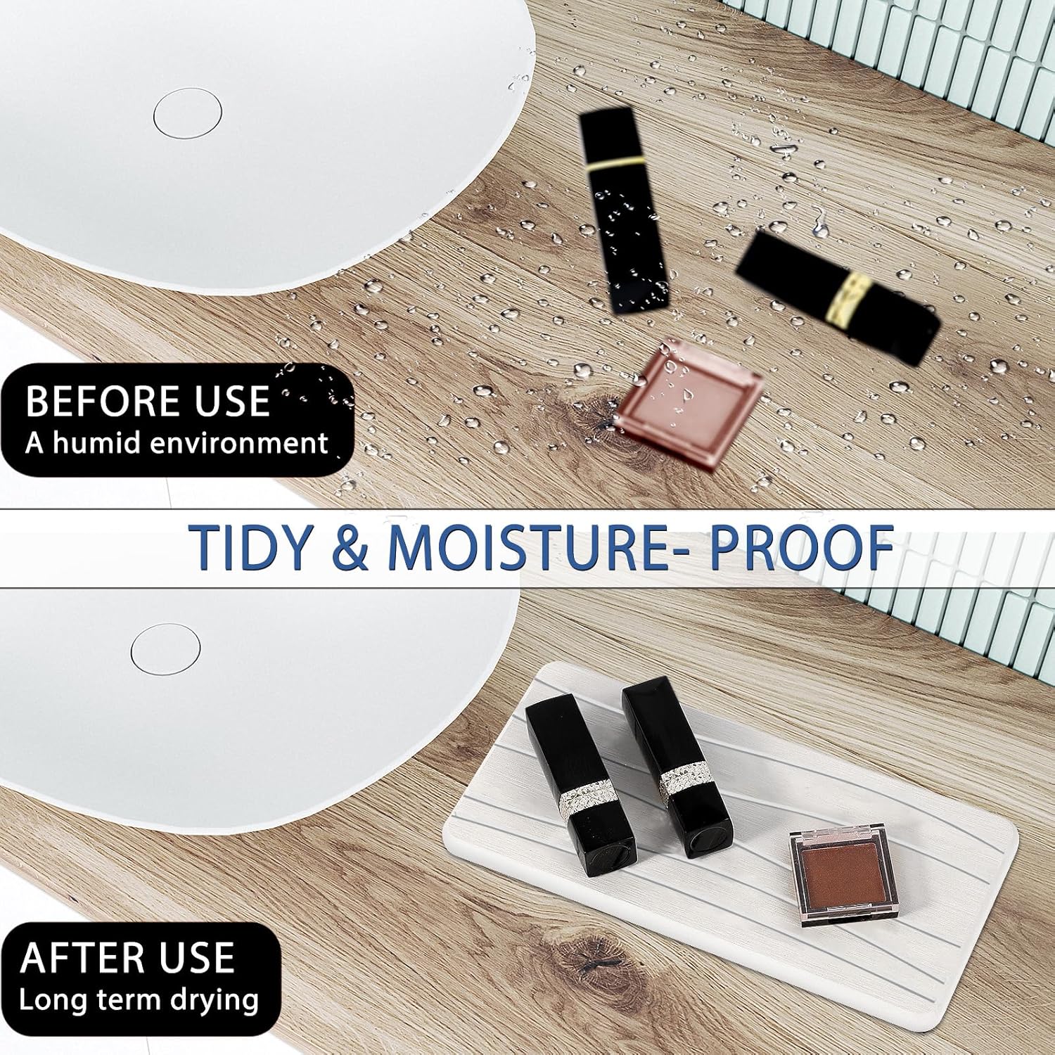 3PCS Water Absorbing Stone Tray, Fast Drying Stone Sink Tray, Stones Soap Trays, Water Absorbent Diatomite Trays, Diatomite Coasters for Kitchen Sink Bathroom Counter, Hand Soap Dish & Holders