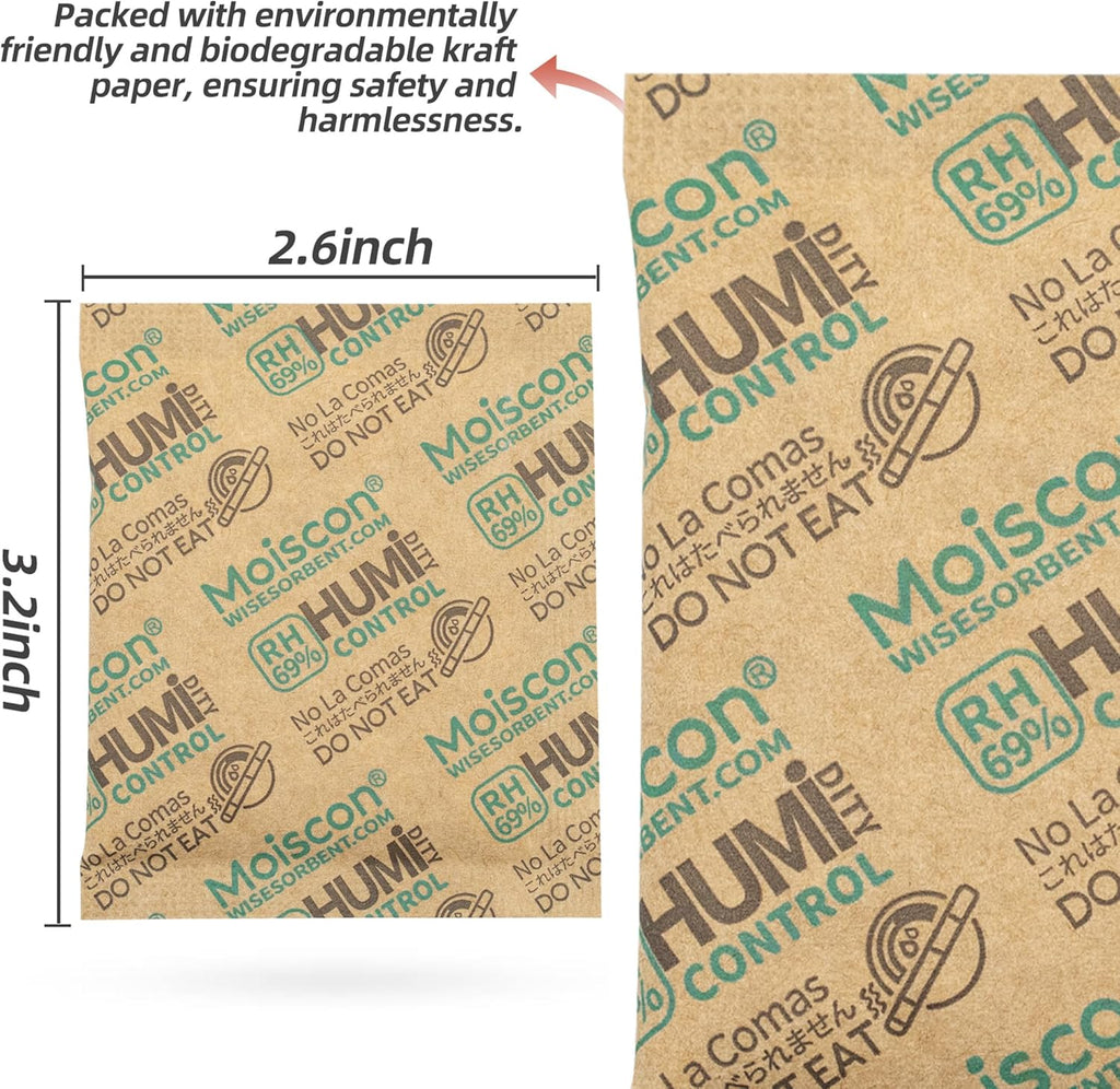 8 Gram 15 Pack 69% Two-Way Humidity Control Packs for Storing 1 oz, Size 8 for Travel Case Resealable Bags, Humidity Pack Moisture Control Packets Individually Wrapped