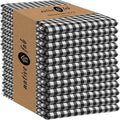 Native Fab Black Gingham Dish Towels 16"x26" Set of 12 - Cotton Mini Check Plaid Towels, Soft Absorbent Dishcloths with Hanging Loop, Kitchen Towel for Quick Drying - Black White